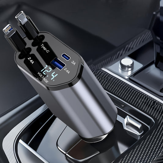 Chargeur voiture rétractable 4-en-1